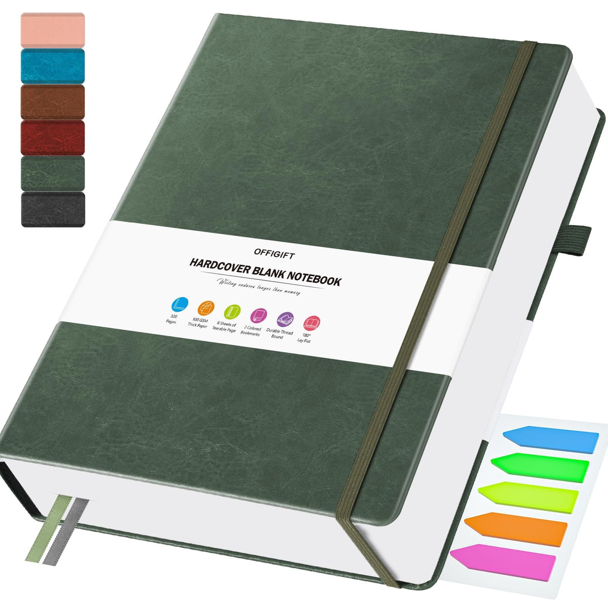 Blank Journal, Hardcover Sketchbook, 320 Pages, Leather Blank Notebook, A5