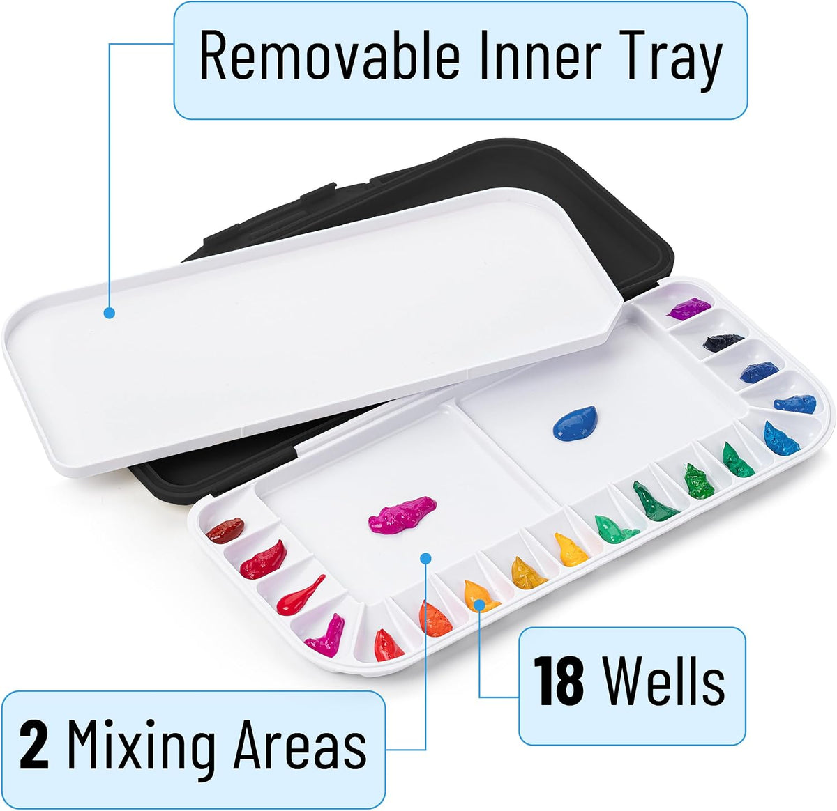 Mr. Pen- Airtight Watercolor Palette with Lid, 18 Wells & 2 Mixing Areas
