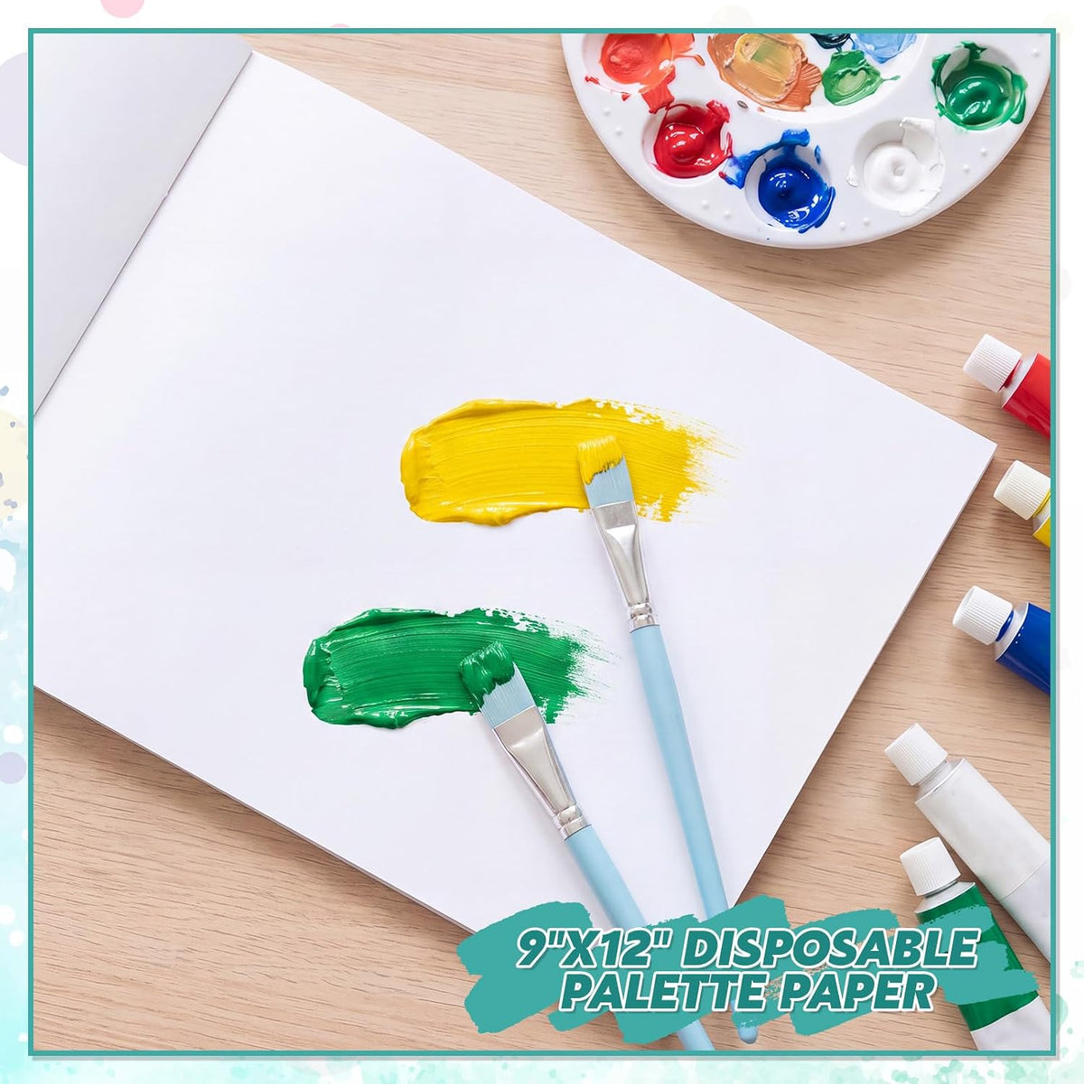 50 Sheets Palette Paper Pad 9 × 12 in, 90gsm Disposable Paint Palette