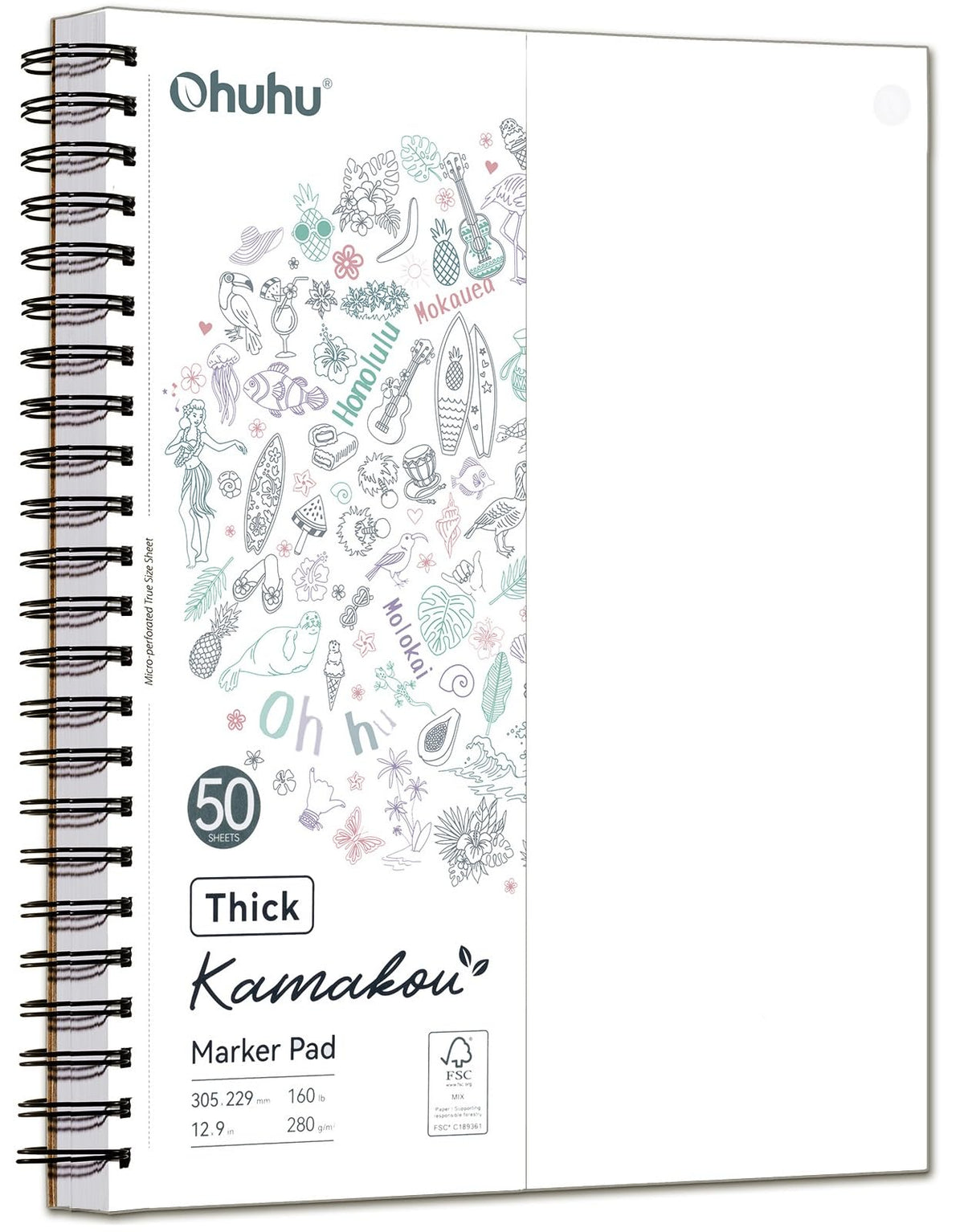 Ohuhu 5.5"x8.5" Double-Sided Bleedproof Marker Pad Art Sketchbook 50 Sheets
