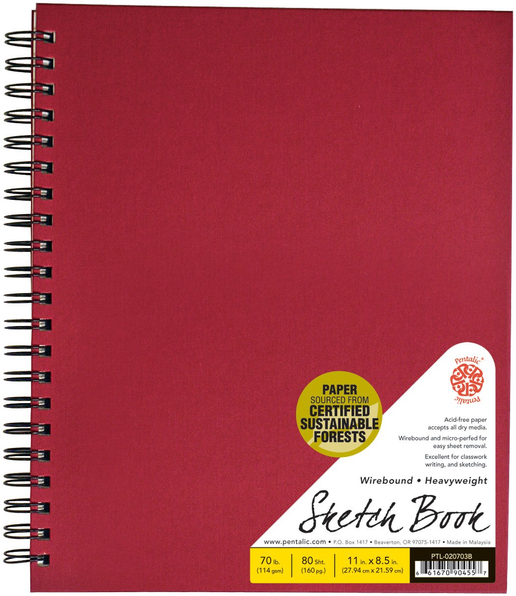 Pentalic - 8.5"x 11" Hardbound Sketchbook, 110 Sheets, Black