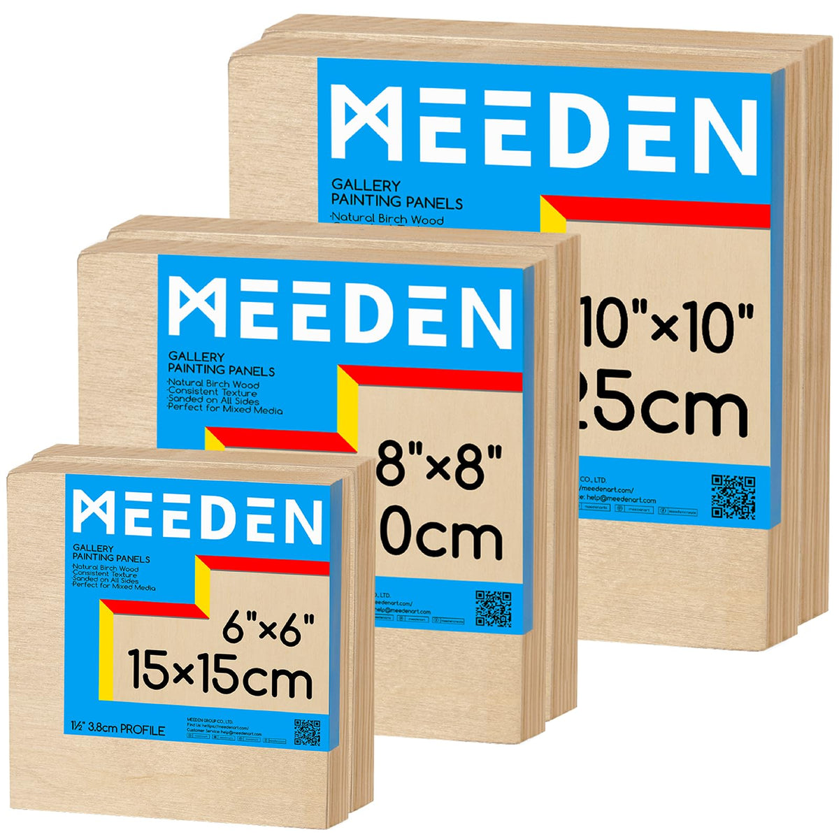 MEEDEN Unfinished Wood Canvas Board:6x6 Canvas Panel Pack of 4