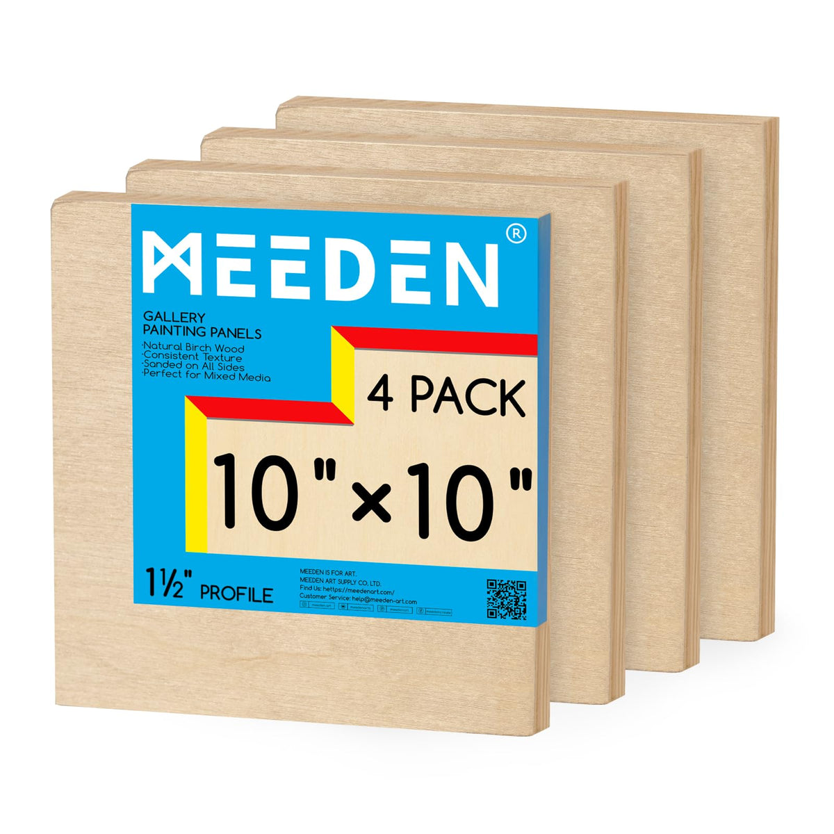 MEEDEN Unfinished Wood Canvas Board:6x6 Canvas Panel Pack of 4