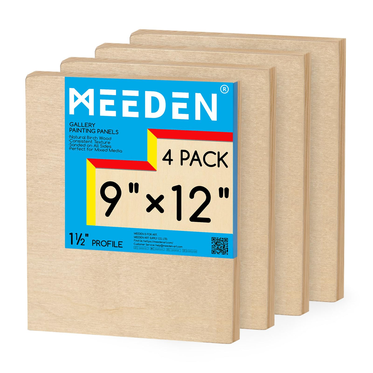 MEEDEN Unfinished Wood Canvas Board:6x6 Canvas Panel Pack of 4
