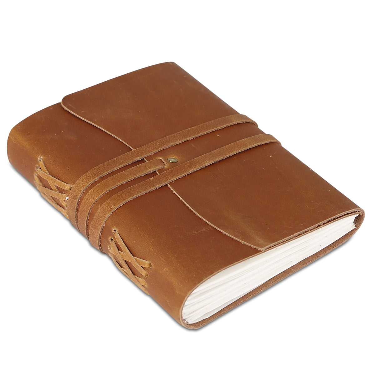 KomalC Leather Journal Notebook, Genuine Leather Journal for Men & Women Handmade Writing Travel Notebook, 240 Unlined Pages Vintage Notepad Gift: Rustic Brown (7"x5")