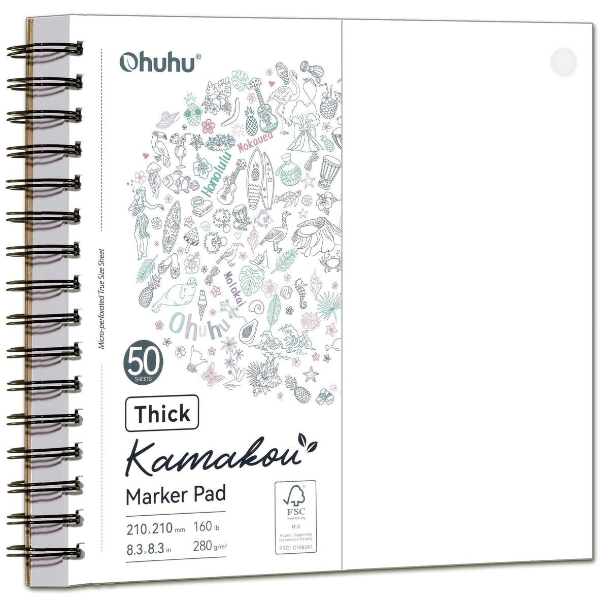 Ohuhu 5.5"x8.5" Double-Sided Bleedproof Marker Pad Art Sketchbook 50 Sheets