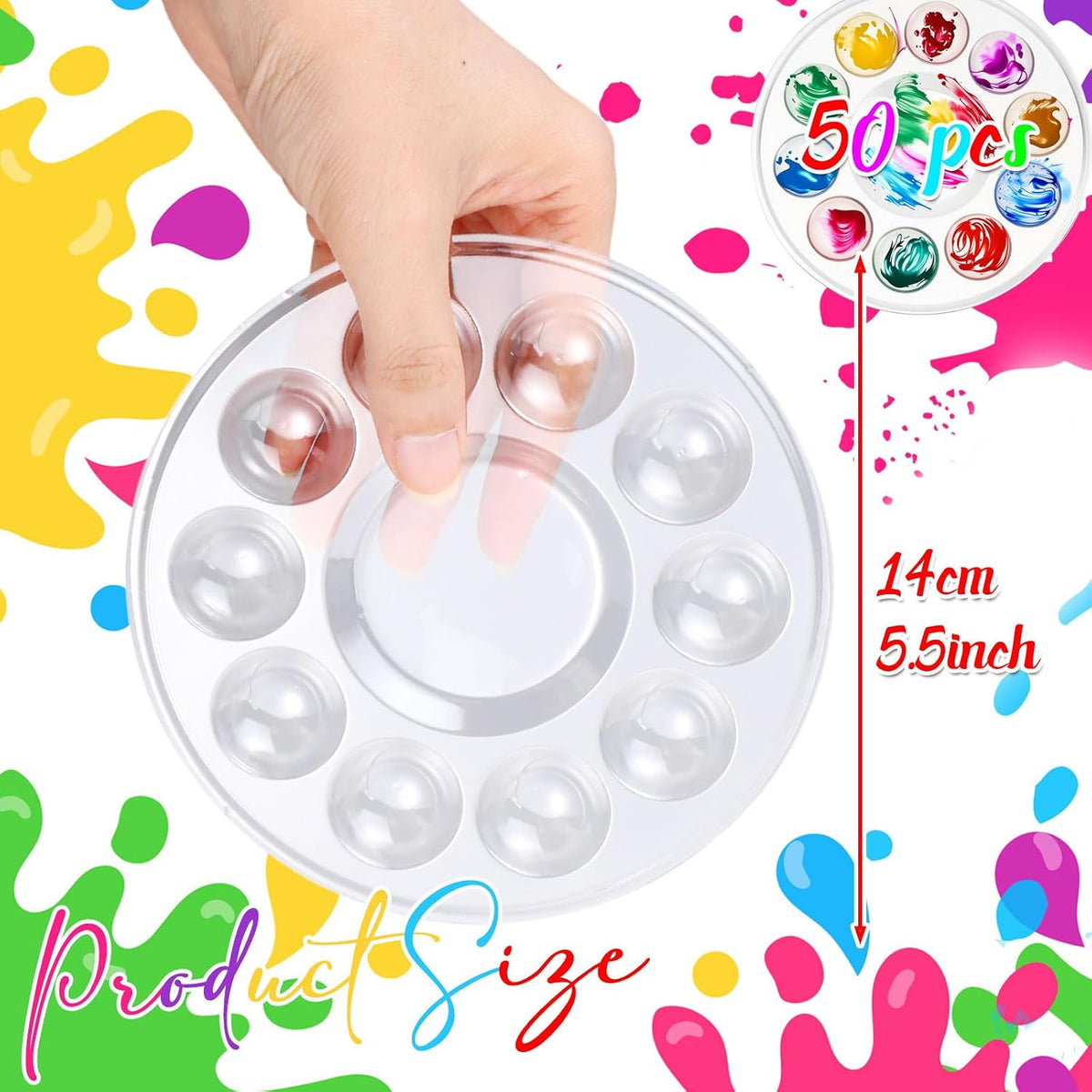 AmazingSpark 50 Pcs Paint Tray Palettes 5.5 in Disposable Round Paint Trays