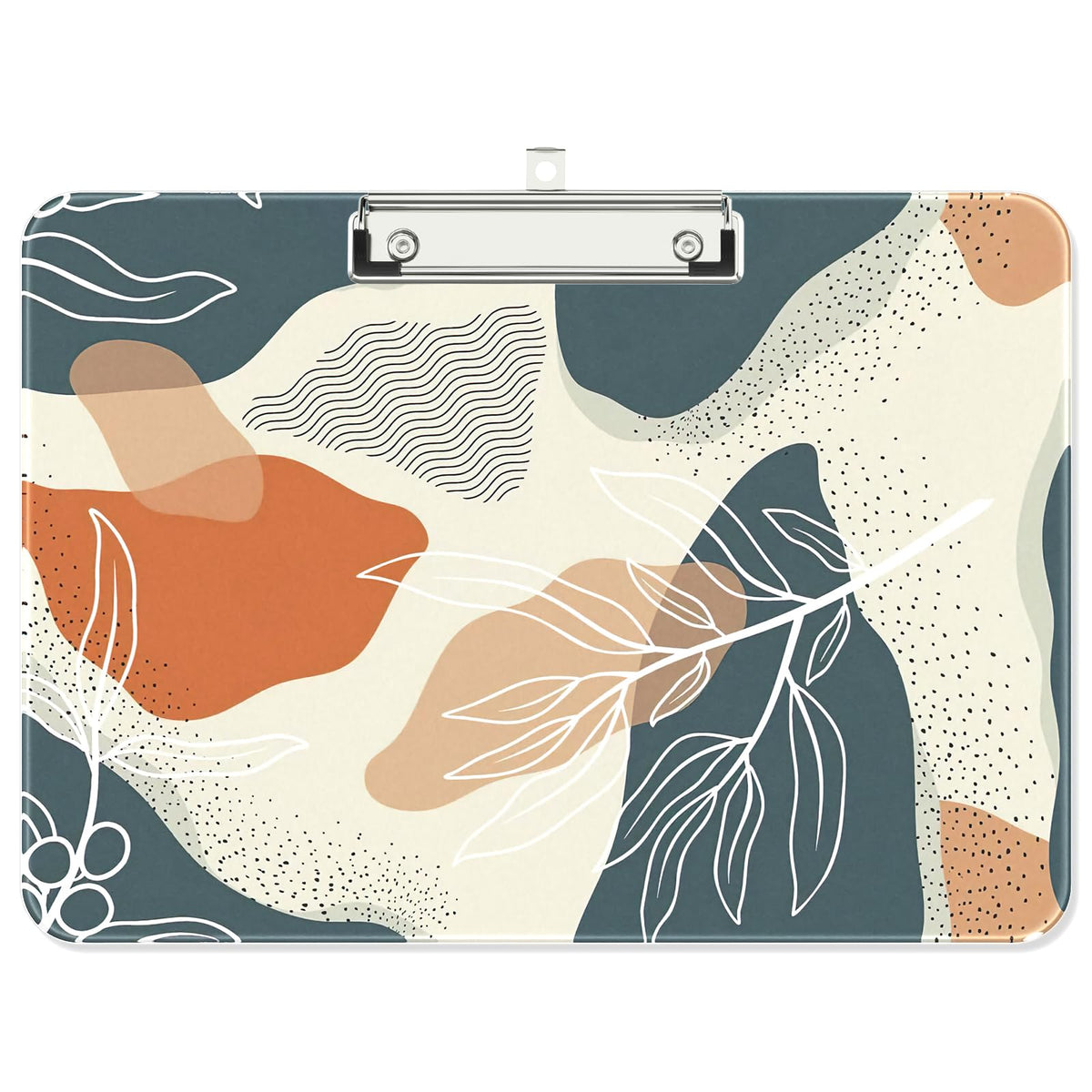Plastic A4 Clipboard Landscape, Fashion Clip Board with Low Profile Clip for Drawing, Sketching, Art Supplies, Drafting Supplies, Boho Leaf
