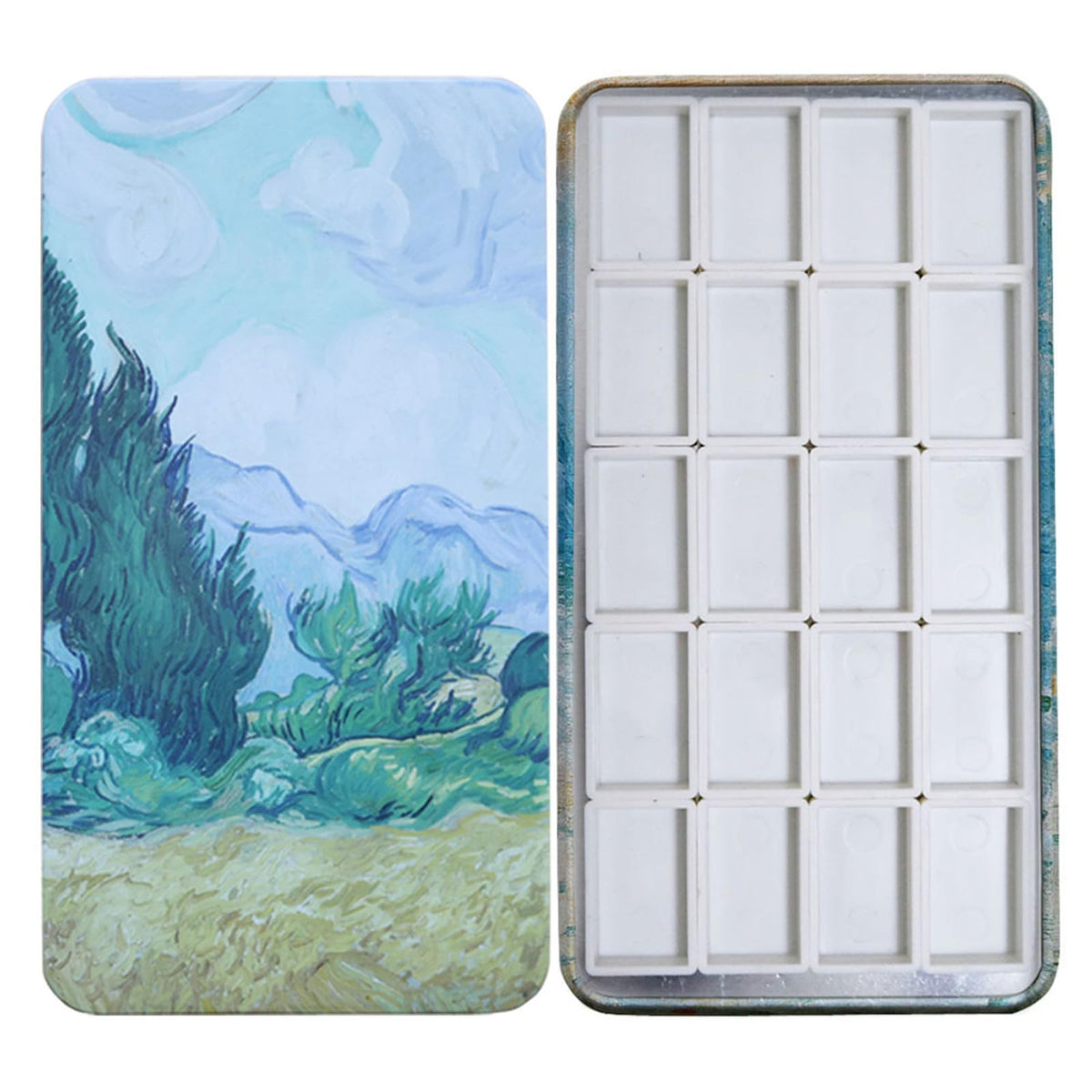 FCLUB Metal Watercolor Palette with 20 Wells Full Pans and Magnetic Strips