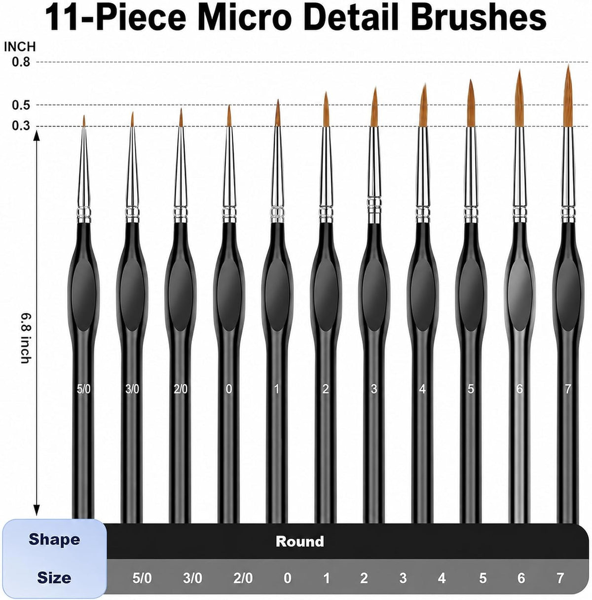 11PCS Miniature Detail Paint Brushes for Acrylic Painting