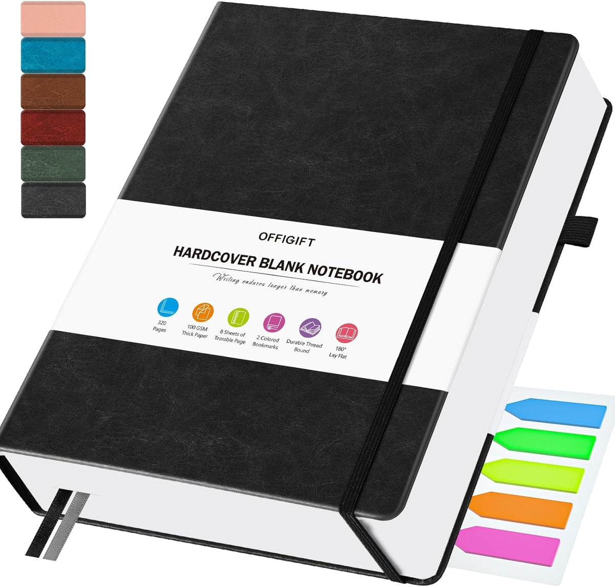 Blank Journal, Hardcover Sketchbook, 320 Pages, Leather Blank Notebook, A5