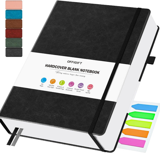 Blank Journal, Hardcover Sketchbook, 320 Pages, Leather Blank Notebook, A5