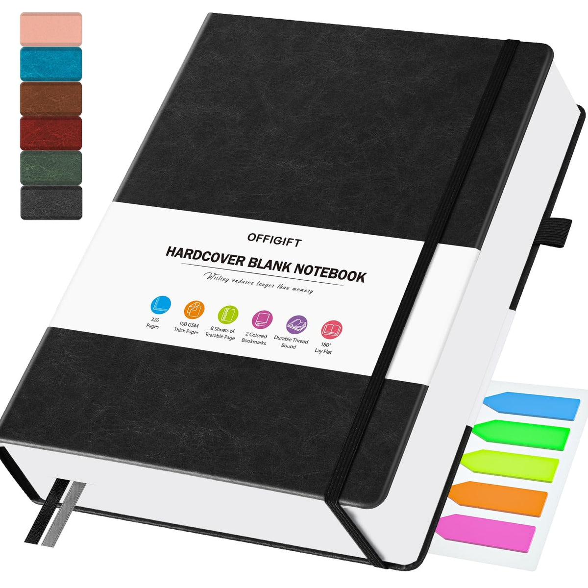 Blank Journal, Hardcover Sketchbook, 320 Pages, Leather Blank Notebook, A5
