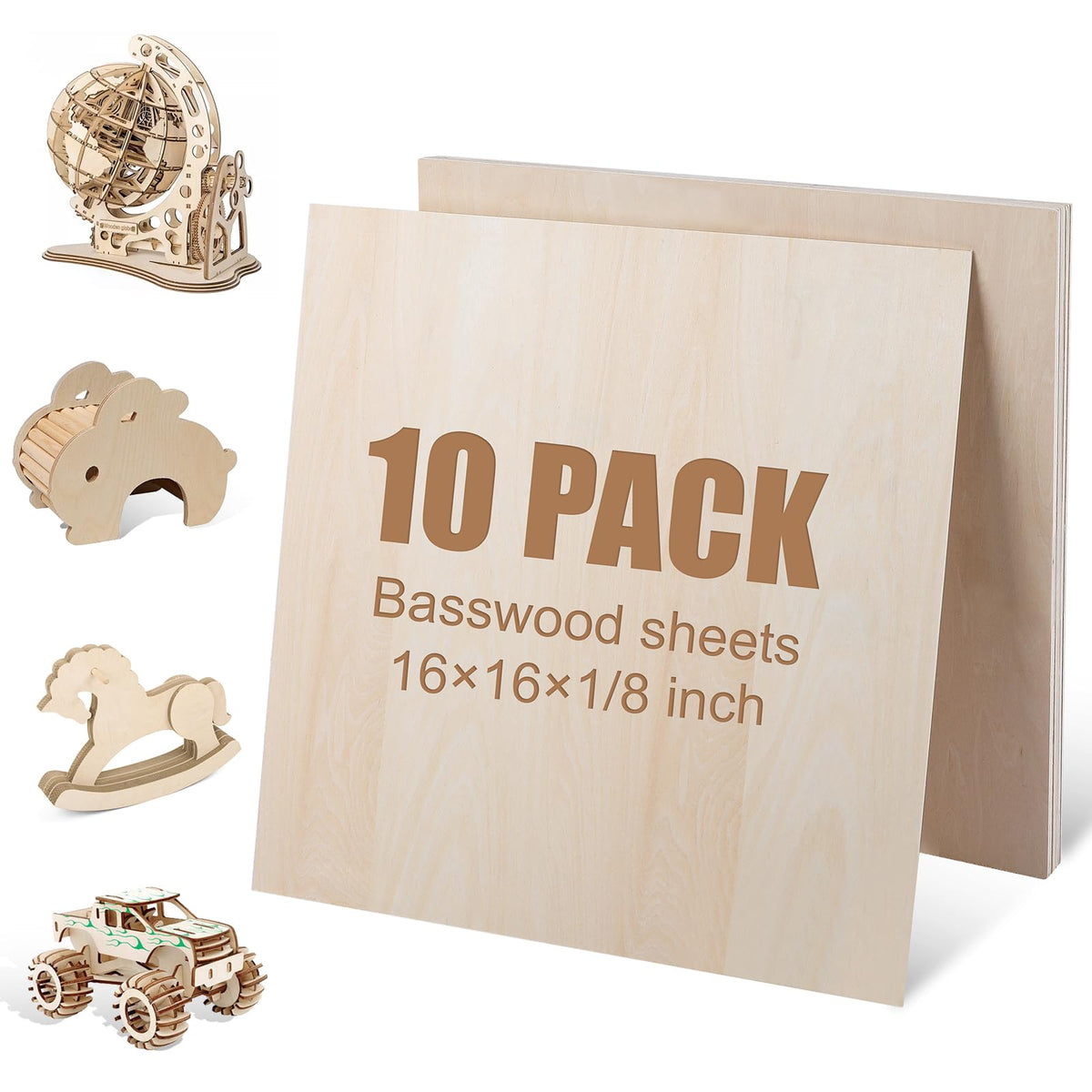 18 Pack Basswood Sheets 12"x12"x1/8" for Crafts, Unfinished Basswood Craft Board Perfect for DIY Ornaments and Models, Drawing, Painting, Engraving, Wood Burning, Laser Cutting