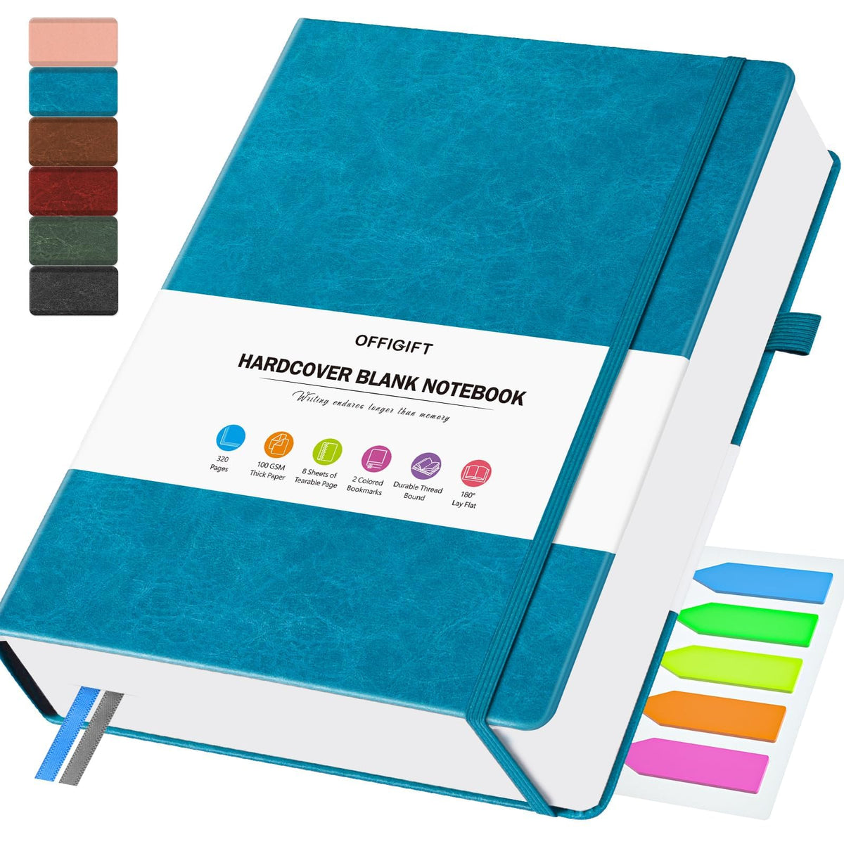 Blank Journal, Hardcover Sketchbook, 320 Pages, Leather Blank Notebook, A5