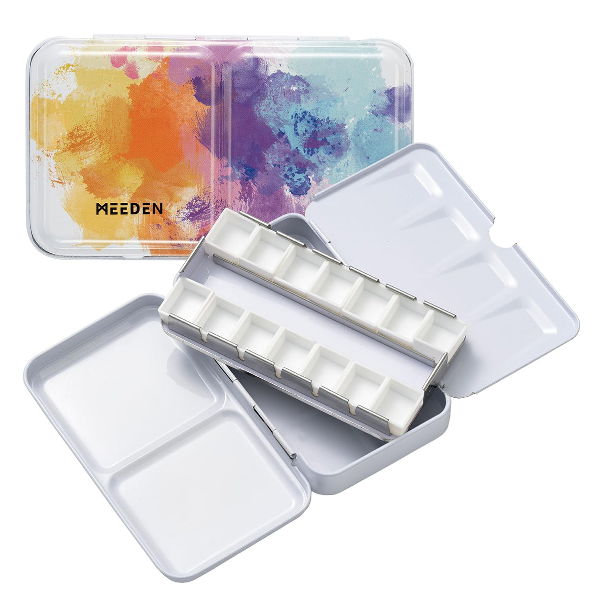 MEEDEN Empty Watercolor Paint Palette: Travel Water Color Palette Tin with 12 Half Pans - Portable Metal Palette Tin Box (Black)