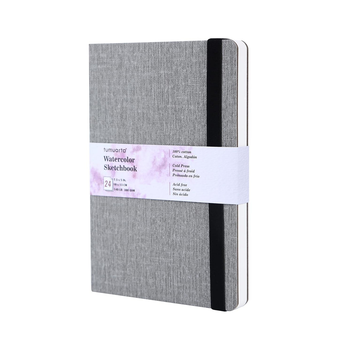 tumuarta Portrait Watercolor Sketchbook, 7.5x5, 140 LB, 300GSM, 100% Cotton Paper, Cold Press, 24 Sheets,48 Pages, Watercolor Journal for Use As Sketch Book and Mixed Media Pad On The Go