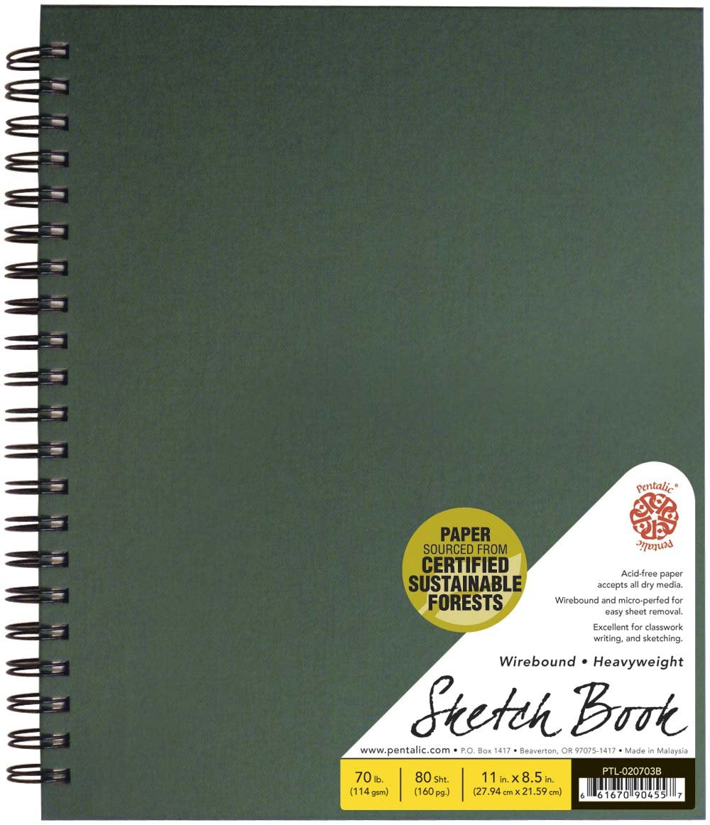 Pentalic - 8.5"x 11" Hardbound Sketchbook, 110 Sheets, Black