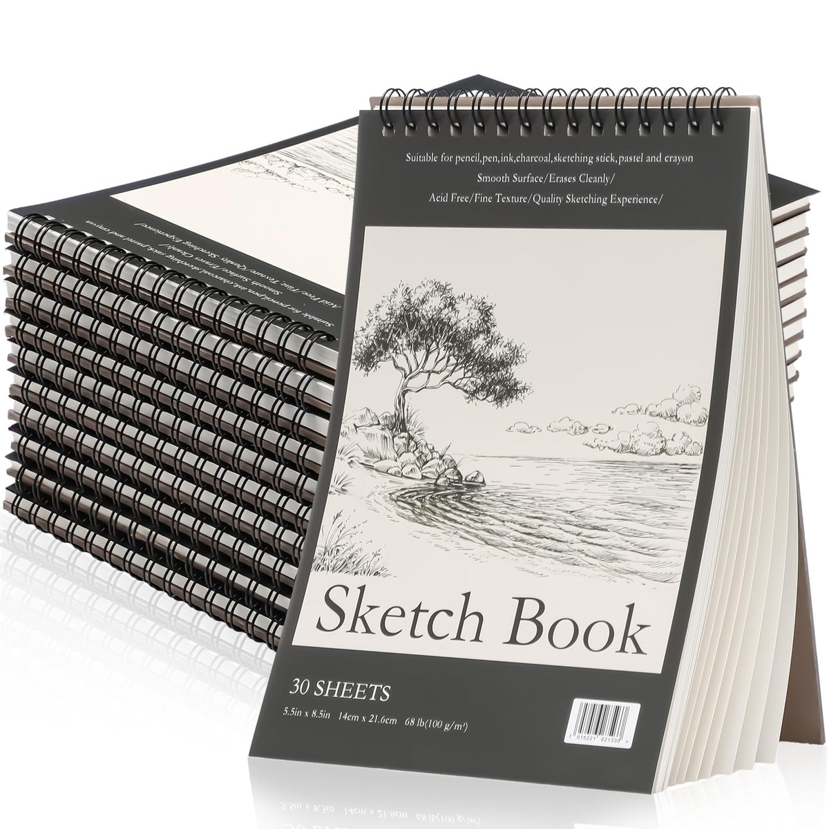 Jexine 20 Pcs Sketch Book Bulk 5.5"x8.5" Top Spiral Bound,Mixed Media