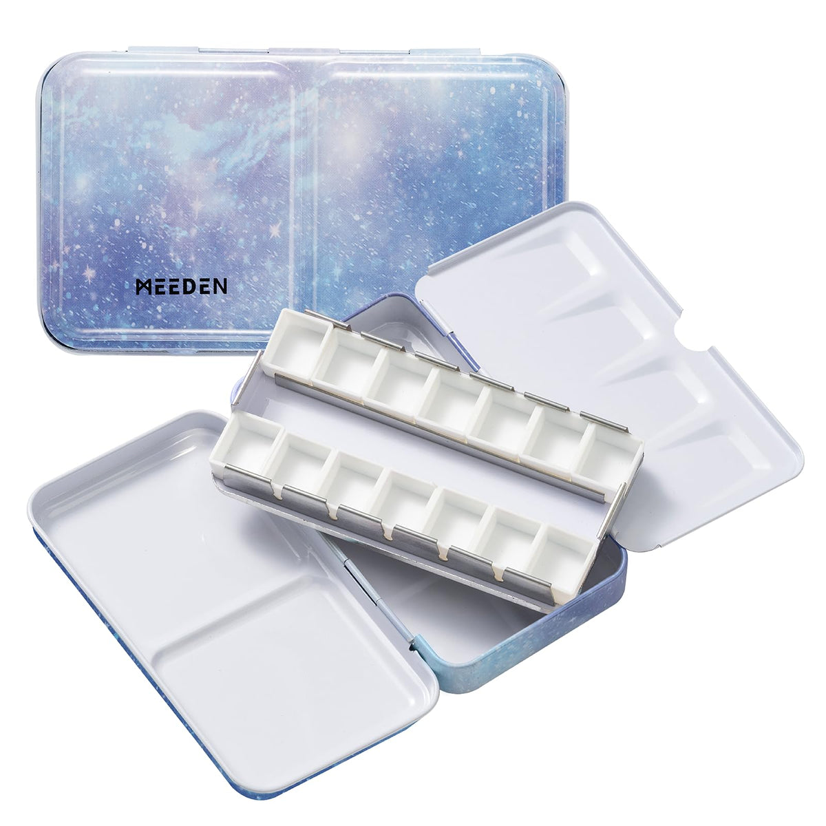 MEEDEN Empty Watercolor Paint Palette: Travel Water Color Palette Tin with 12 Half Pans - Portable Metal Palette Tin Box (Black)