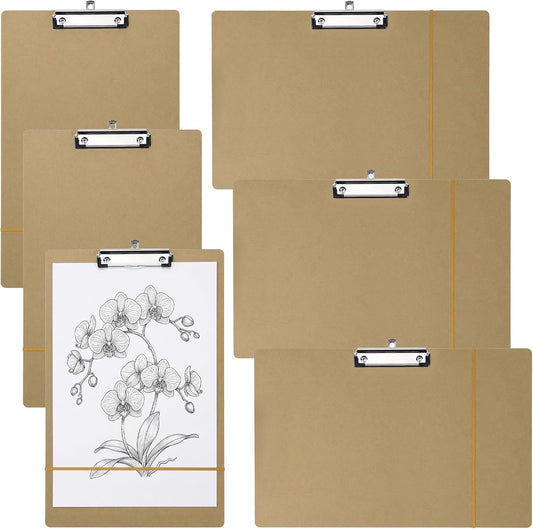 ZEAYEA 6 Pcs 11x17 Inch Clipboards with Low Profile Clip, Extra Large Hardboard Sketch Board, Wooden Drawing Board for Sketching and Art Boards, 3 Horizontal and 3 Vertical