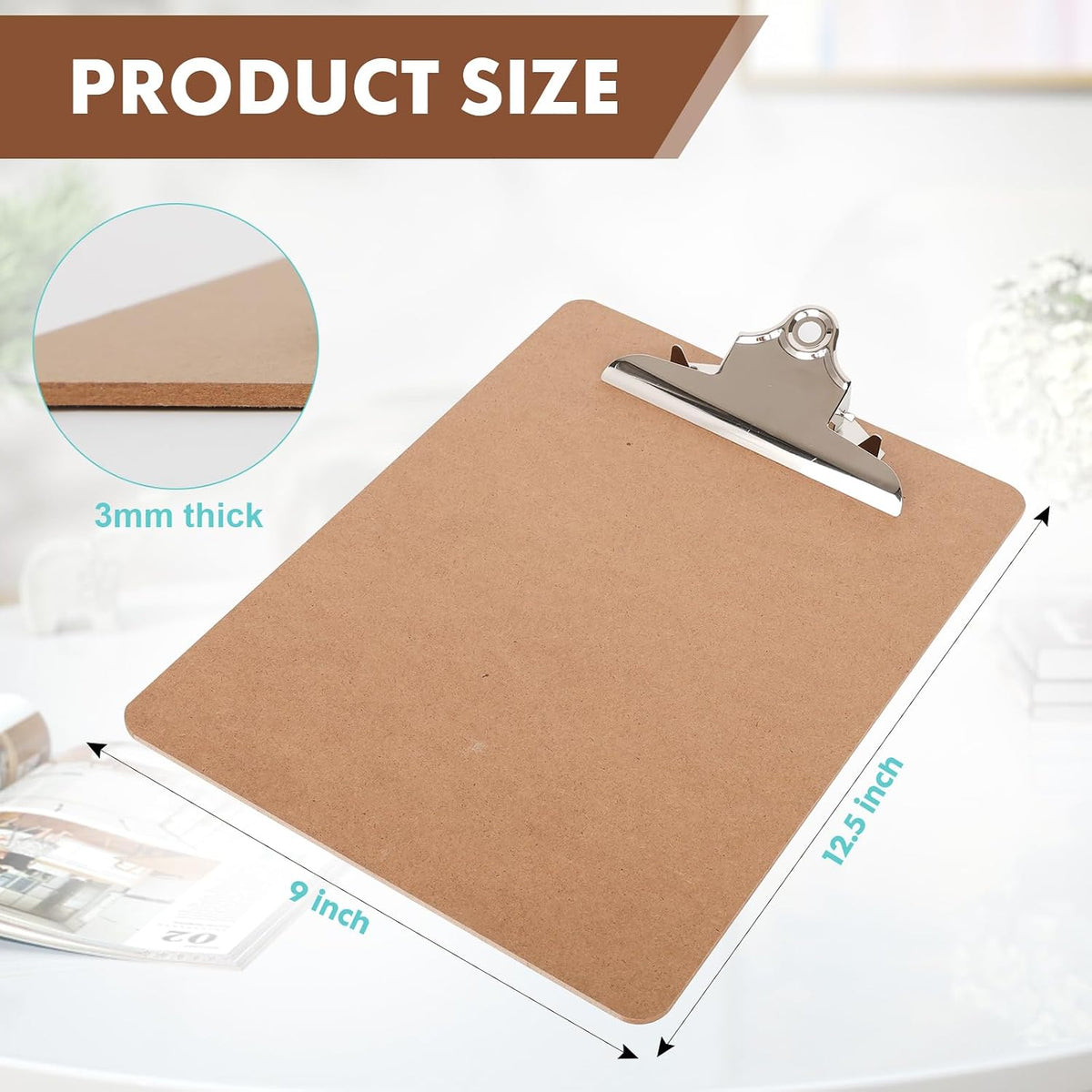 Wood Clipboard Set of 3, 8.5 x 11 Clip Board