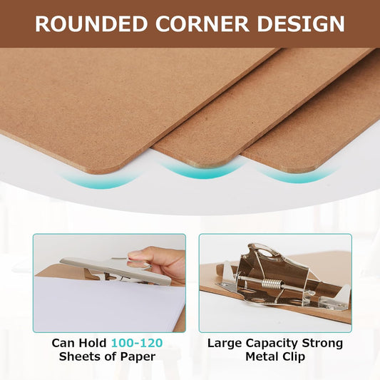 Wood Clipboard Set of 3, 8.5 x 11 Clip Board