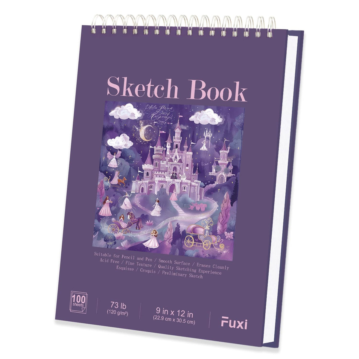 Fuxi 9" x 12" Sketch Book Set, Top Spiral Bound Sketchbook, 200 Sheets