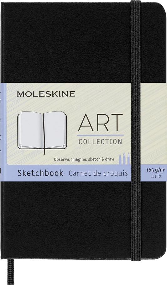Moleskine Art Sketchbook, Hard Cover, Pocket (3.5" x 5.5") Plain/Blank, Black, 80 Pages