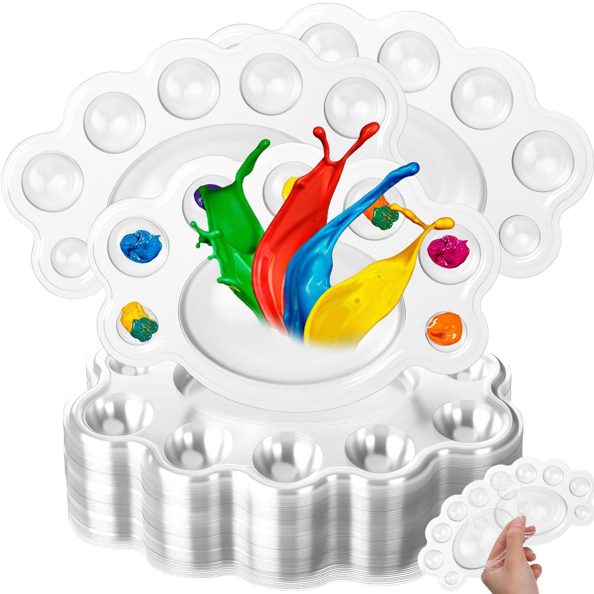 AmazingSpark 50 Pcs Paint Tray Palettes 5.5 in Disposable Flower Paint Tray