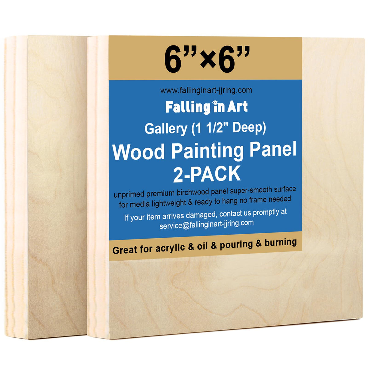 Falling in Art 2 Pack 12x12'' Unfinished Gallery Birch Wood Canvas Panels