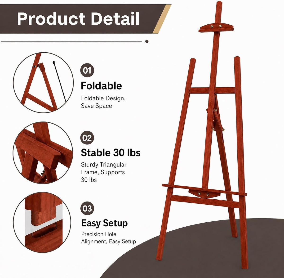 Adjustable Walnut Pine Wooden Painting Easel, Art Easel Stand