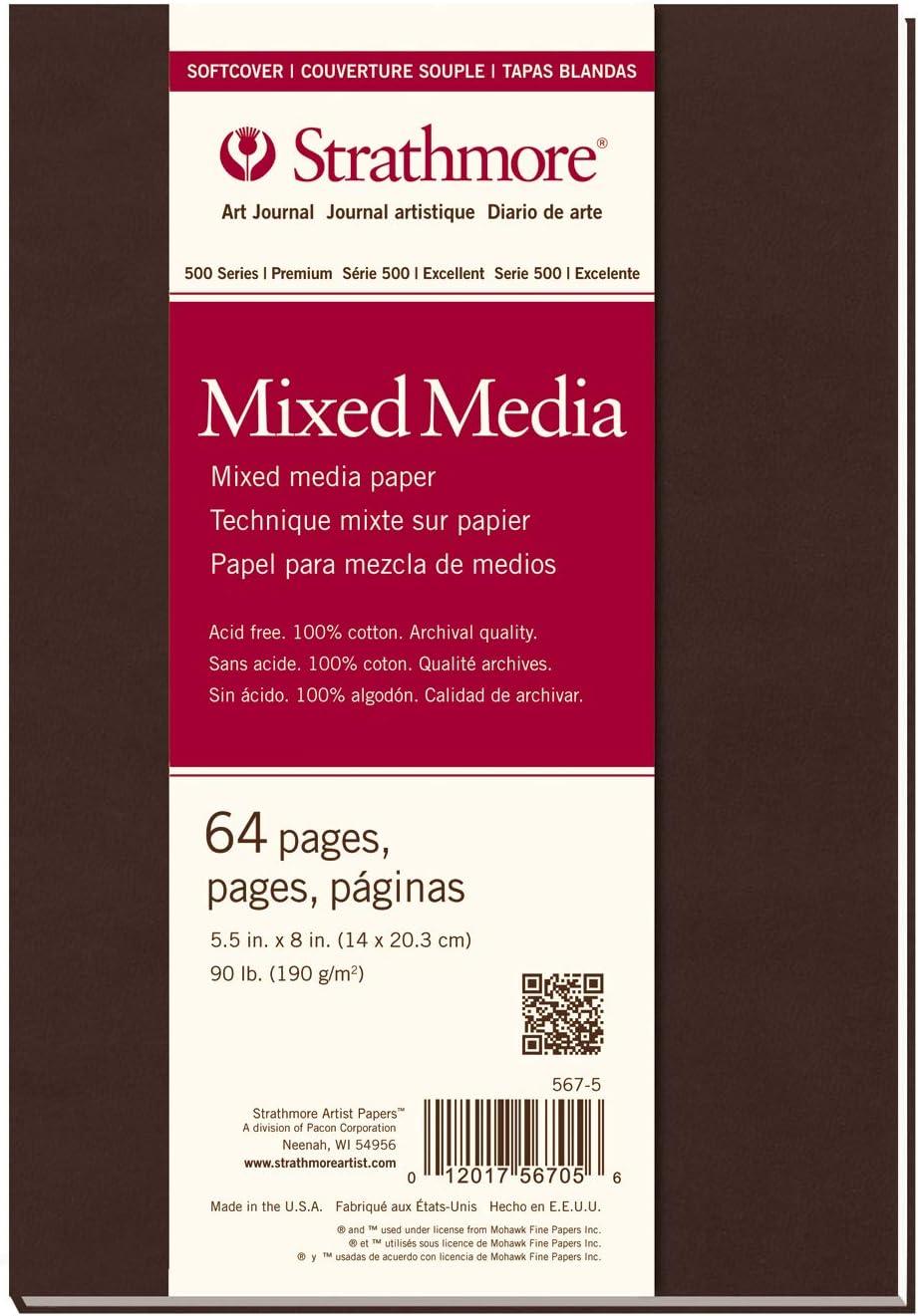 Strathmore 500 Series Hardcover Mixed Media Journal, 90 lb. Vellum Paper, 5.5 X 8.5 inches, 64 Pages (566-5)