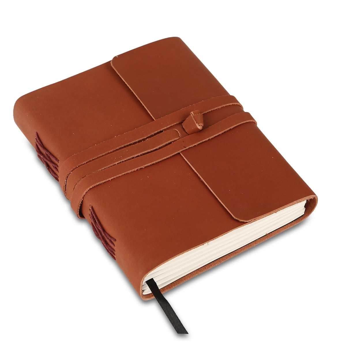 KomalC Leather Journal Notebook, Genuine Leather Journal for Men & Women Handmade Writing Travel Notebook, 240 Unlined Pages Vintage Notepad Gift: Rustic Brown (7"x5")
