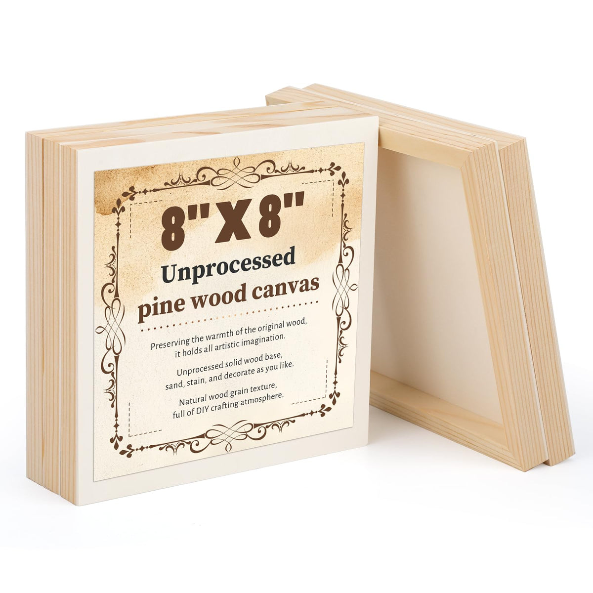 Wood Canvas Boards, 10 Pack 6 x 6 Inch Unfinished Painting Panels