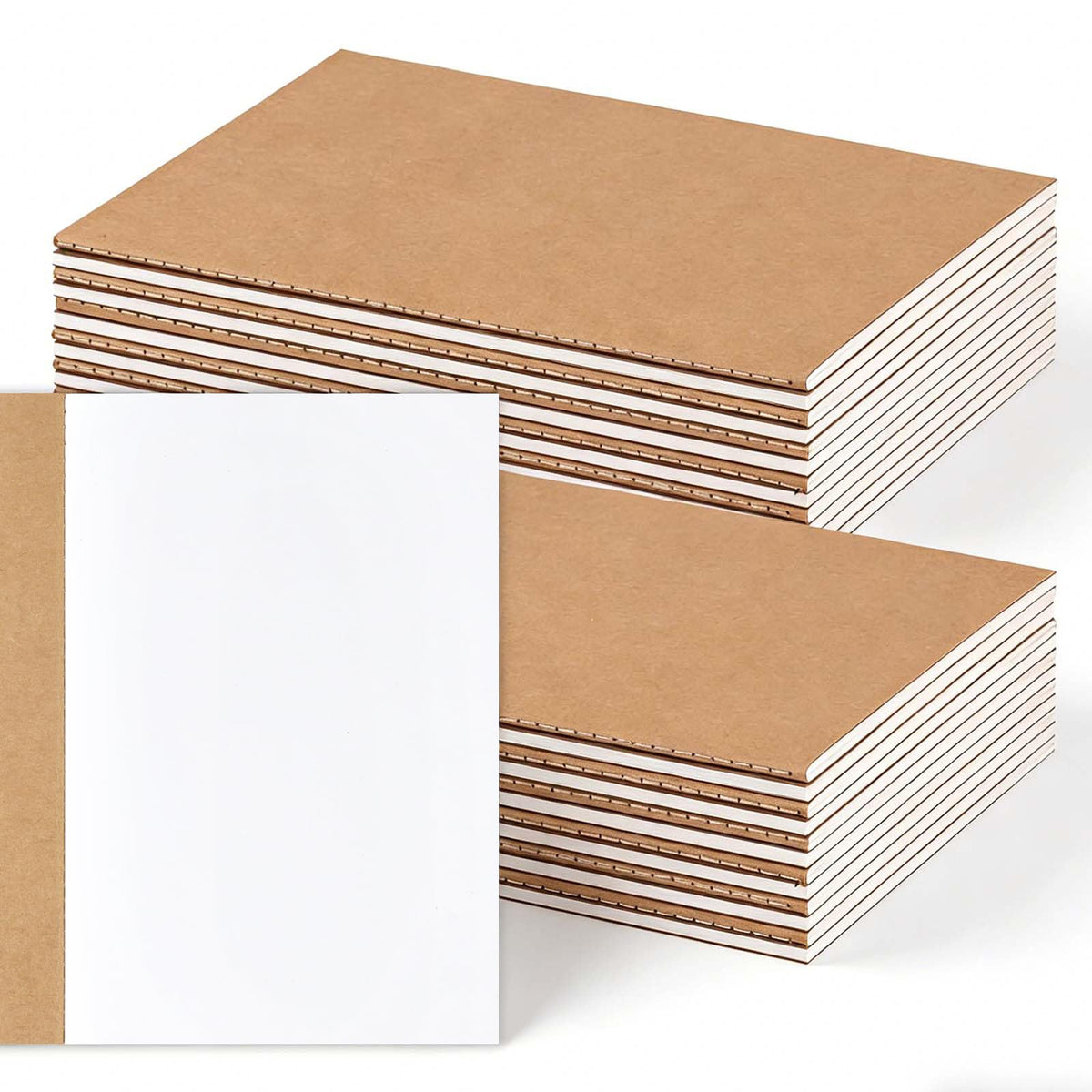 LABUK 50 Pack Blank Kraft Notebooks A5 Journals Sketchbook Bulk Drawing Pad Book Bulk for Kids Junk Journal, A5, 60 Pages, 8.3 x 5.5 Inches