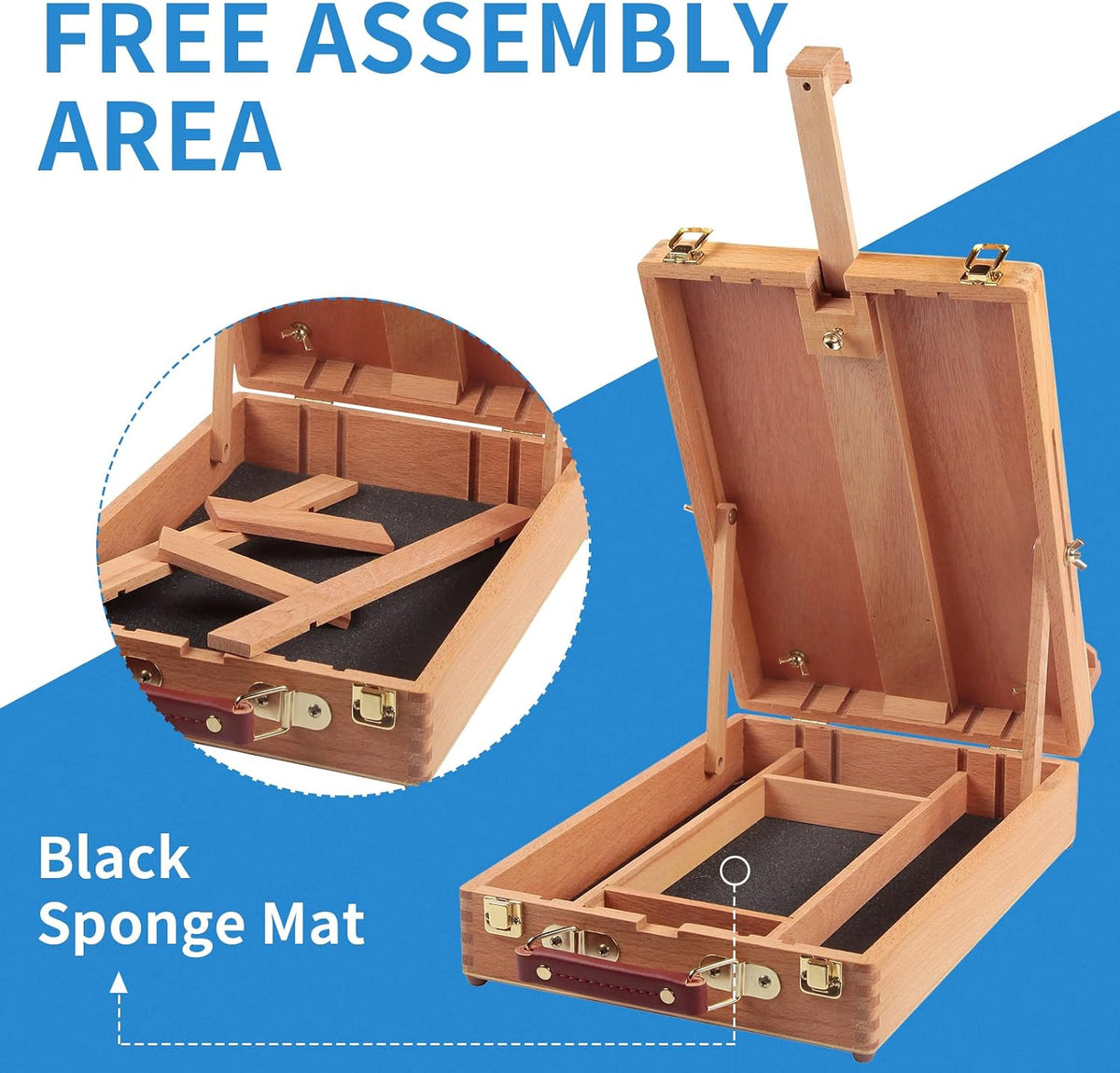 Falling in Art Wooden Tabletop Easel, Beech Wood Sketchbox Desktop Easel