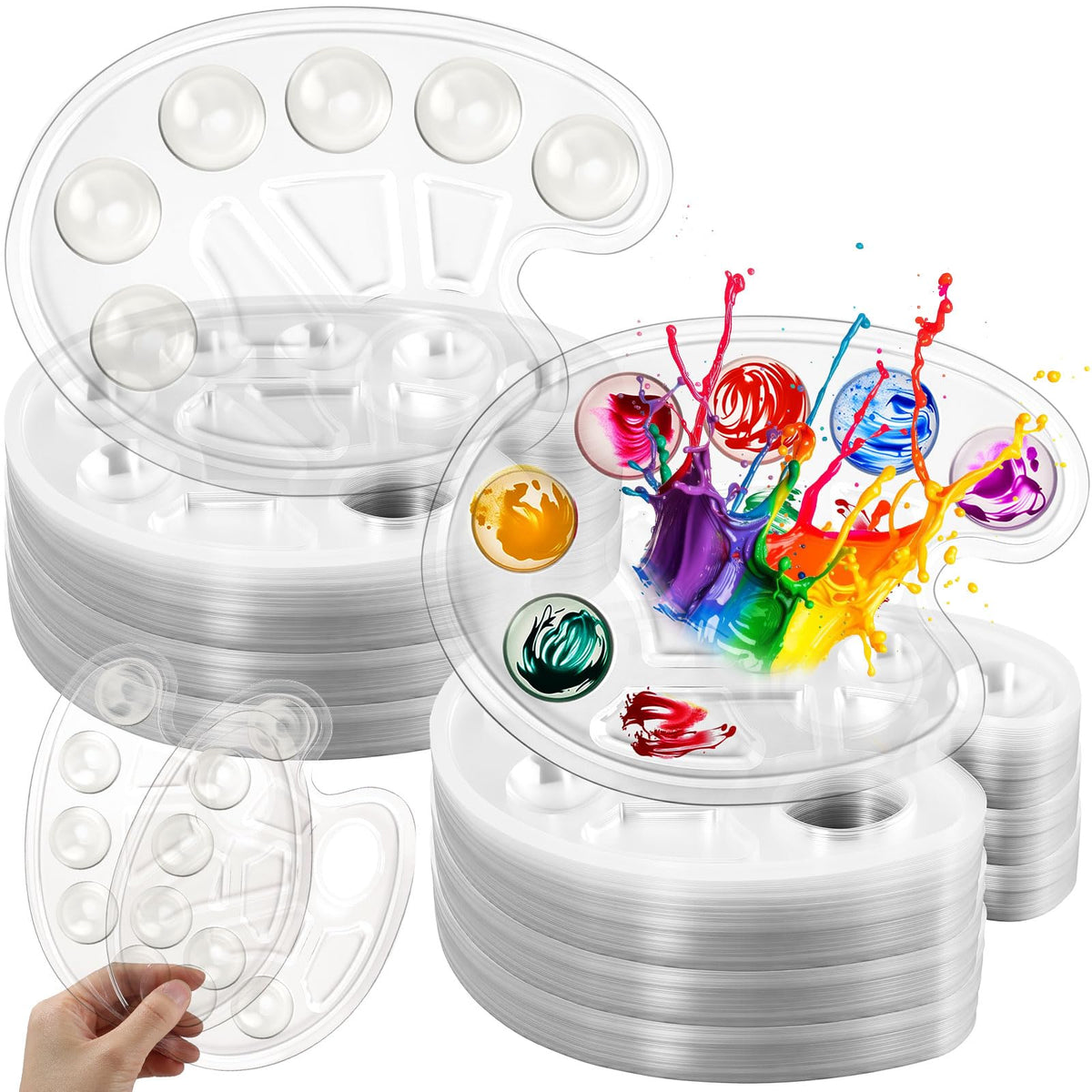 AmazingSpark 100 Pcs Paint Tray Palettes 5.5 in Disposable Round Paint Tray