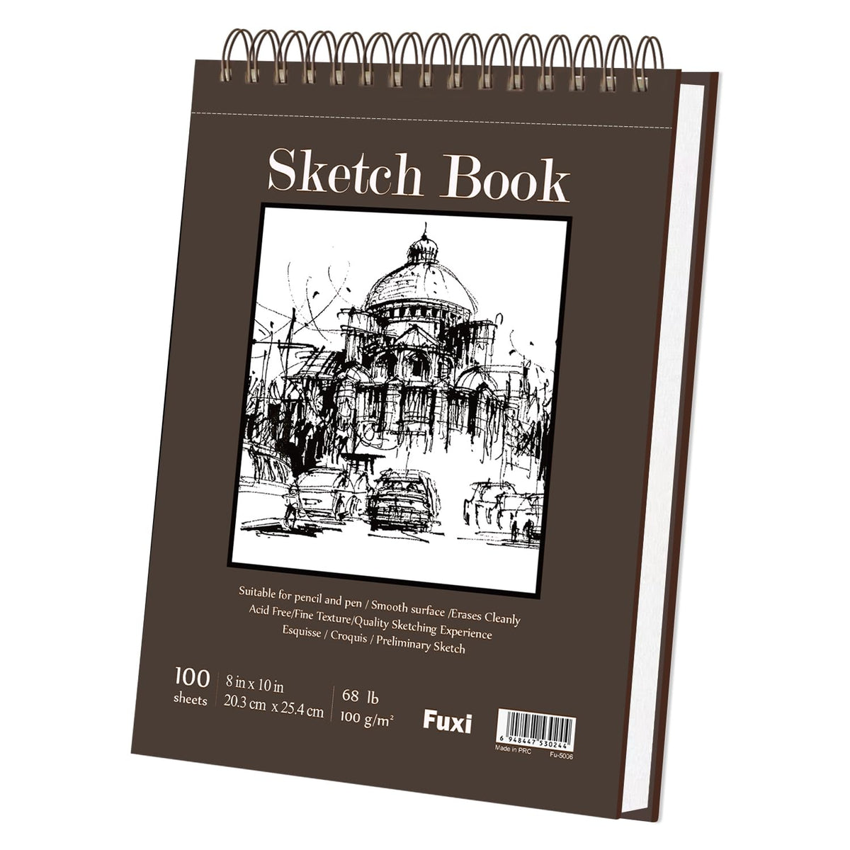 Fuxi Sketch Book 8.5x11, Top Spiral-Bound Sketchbook, 100Sheets_68lb/100gsm