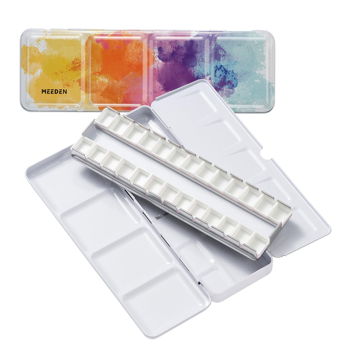 MEEDEN Empty Watercolor Paint Palette: Travel Water Color Palette Tin with 12 Half Pans - Portable Metal Palette Tin Box (Black)