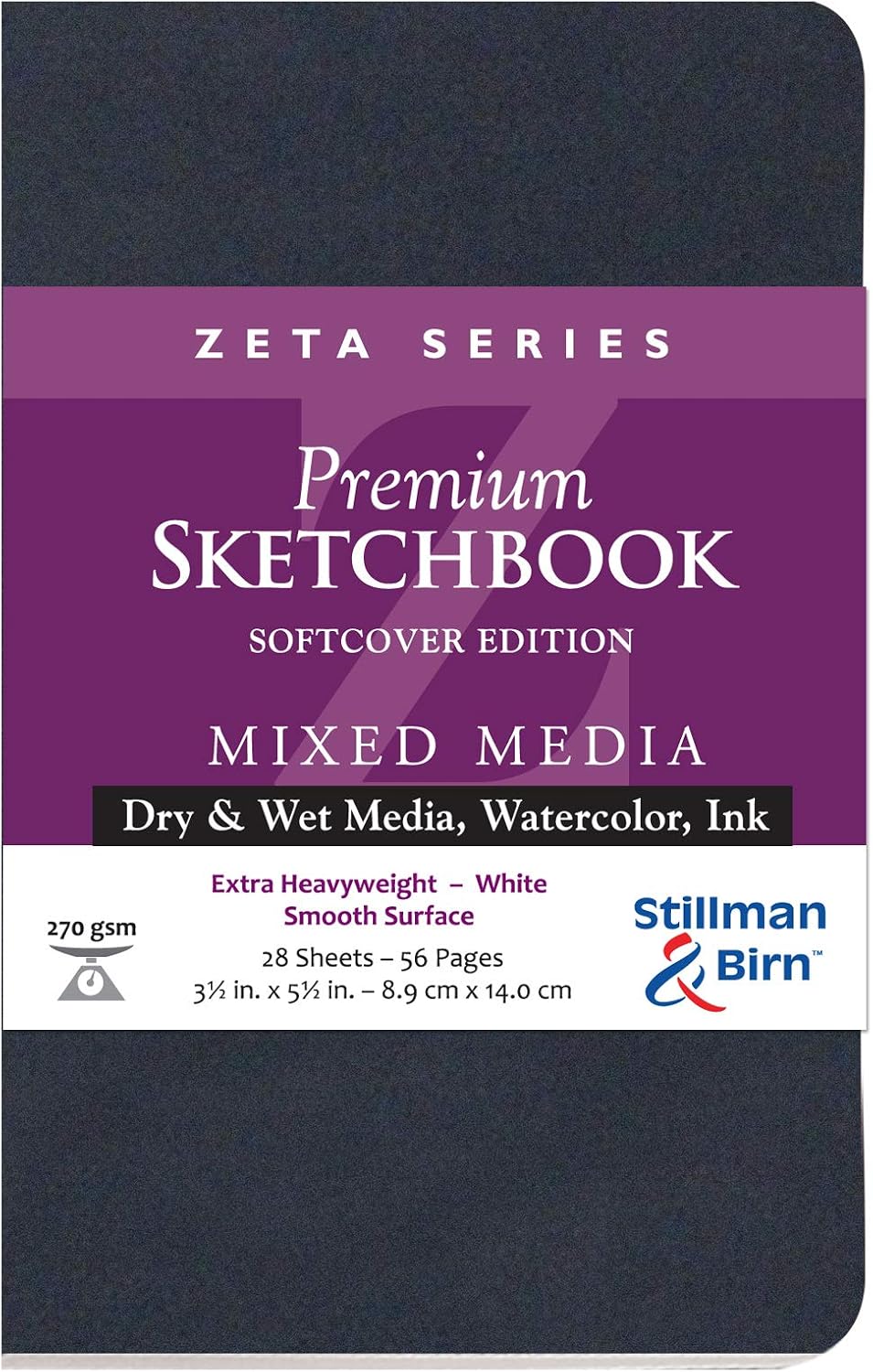 Stillman & Birn Zeta Series Softcover Sketchbook, 7.5" x 7.5", 270 gsm (Extra Heavyweight), White Paper, Smooth Surface