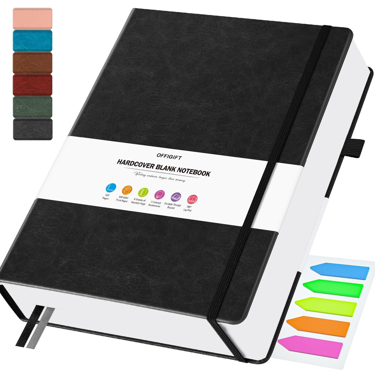 Blank Journal, Hardcover Sketchbook, 320 Pages, Leather Blank Notebook, A5