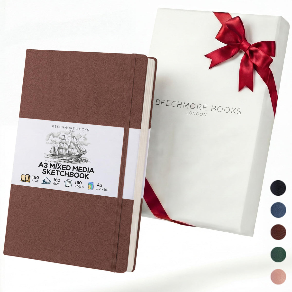 Beechmore Books A5 5.8x8.3 Mixed Media Sketchbook 160 GSM/98LB, Gift Box