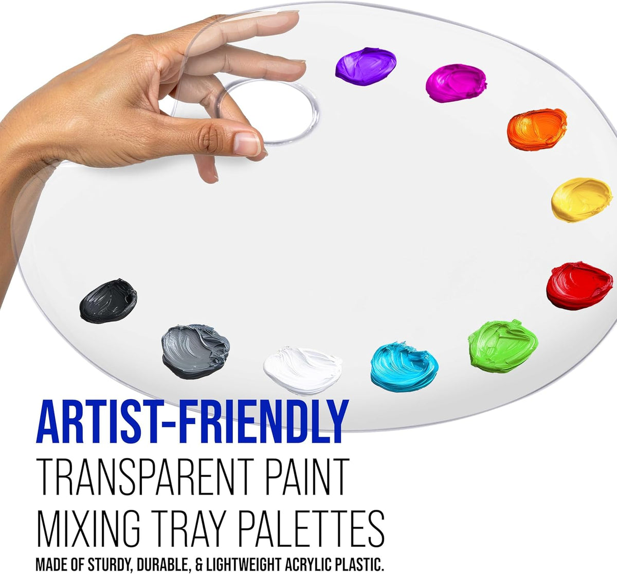U.S. Art Supply 9" x 13.8" Clear Oval Acrylic Painting Palette