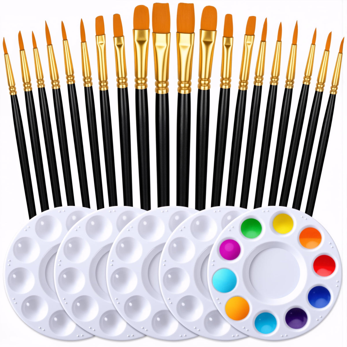 DUGATO Paint Brush & Palette Set, 20 Brushes with 5 Mixing Trays, Blue