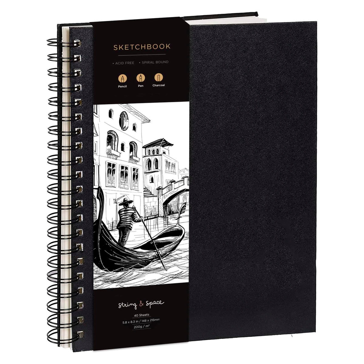 Artist’s Sketchbook Hardcover – 200GSM Very Thick Paper – Large, Spiral Sketch Book for Drawing and Mixed Media – Sketch Pad, Art Book - 8.25 x 11.4, 40 Sheets / 80 Pages