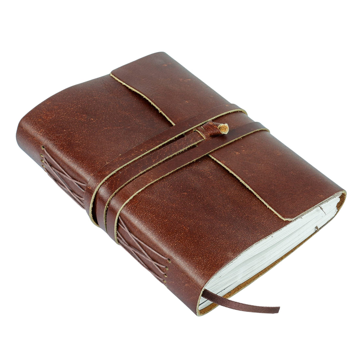 KomalC Leather Journal Notebook, Genuine Leather Journal for Men & Women Handmade Writing Travel Notebook, 240 Unlined Pages Vintage Notepad Gift: Rustic Brown (7"x5")