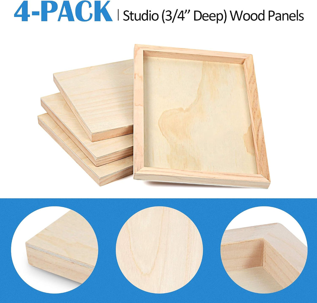 Falling in Art 4 Pack 9x12’’ Unfinished Birch Wood Panels Kit for Painting