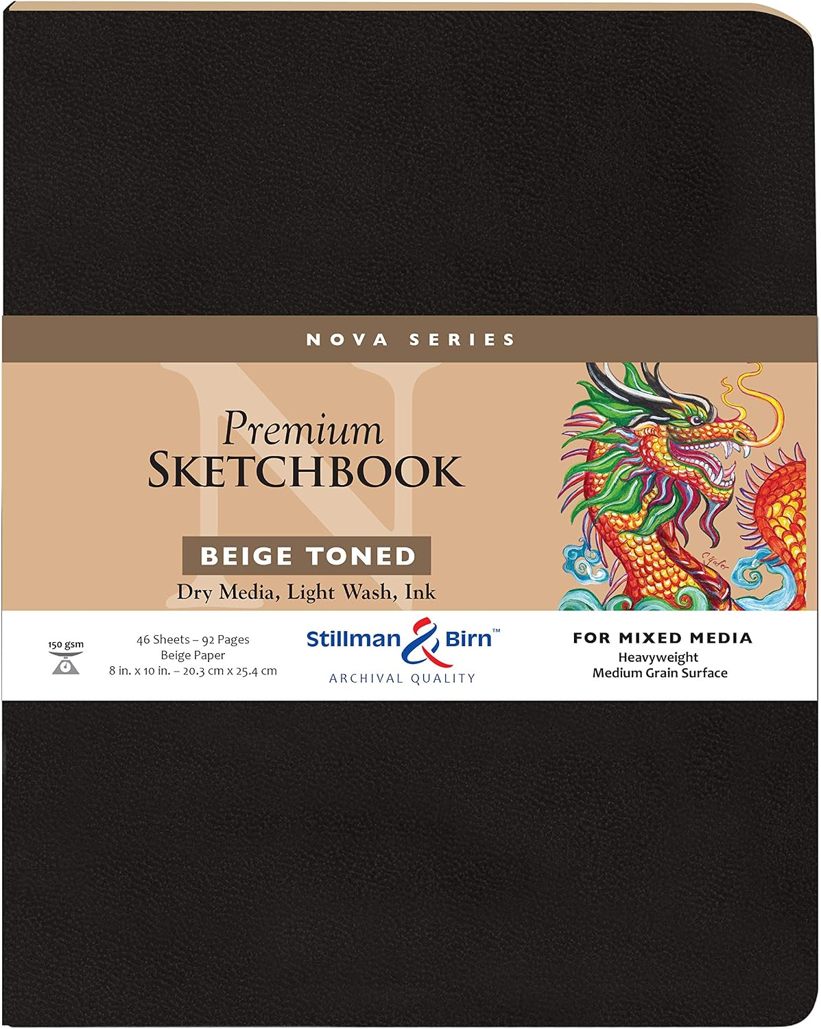 Stillman & Birn Nova Series Beige Softcover Sketchbook, 5.5" x 8.5", 150 GSM (Heavyweight), Beige Paper, Medium Grain Surface