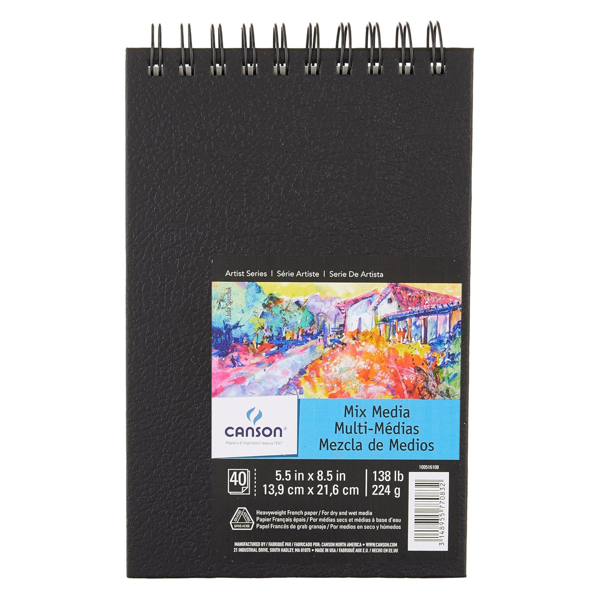 Canson Artist Series Mixed Media Paper, 11" x 14", Wirebound Pad, 20 Sheets